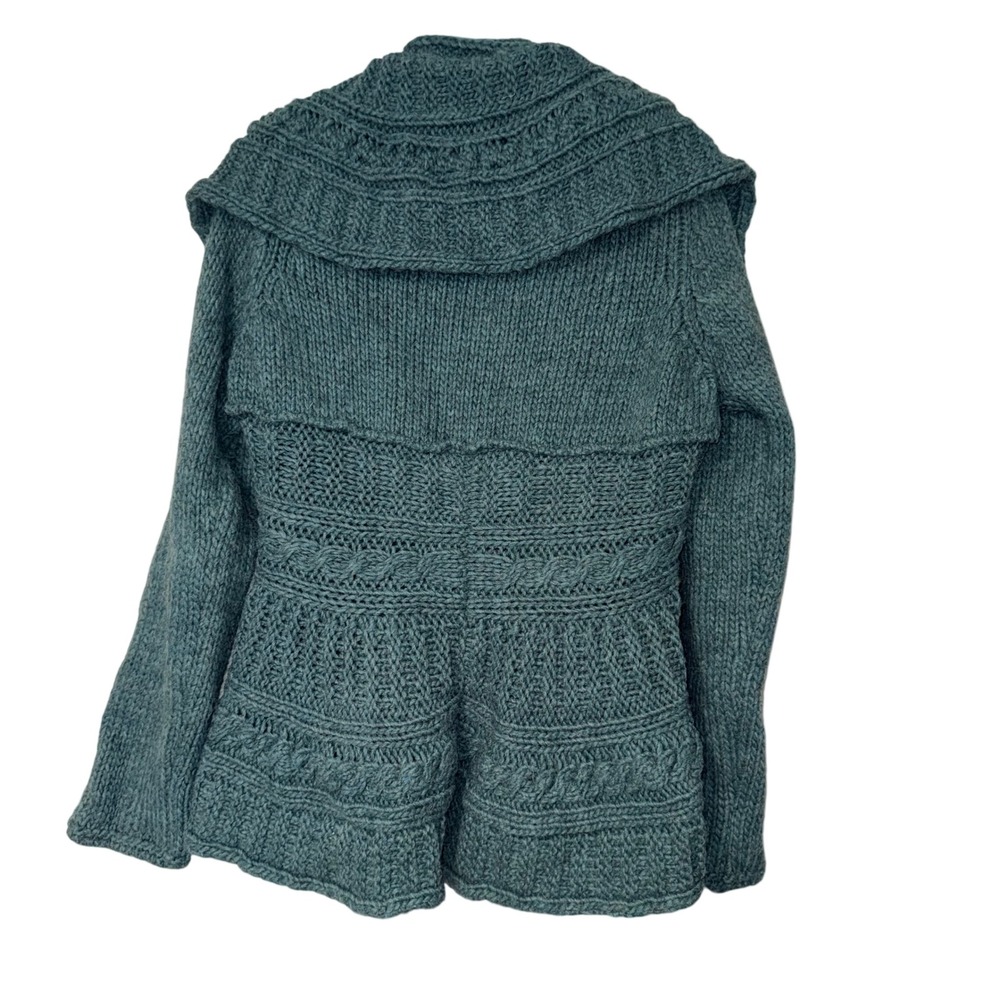 Elsamanda Rare Made in Italy Tie Front Cardigan Womens M Teal Alpaca Wool Blend - Picture 2 of 5